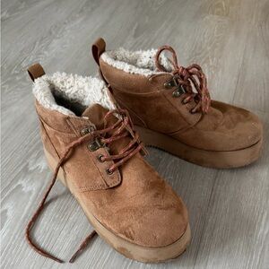 Brown Suede Fur-Lined Boots